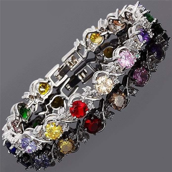 Multi coloured cz bracelet - Picture 2 of 4
